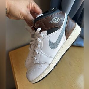 Jordan Kids White and Brown Sneakers